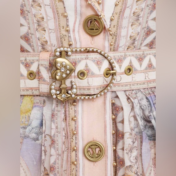 NEW Zimmermann High Tide Linen Silk Belted Odyssey Organza Mini Dress Siz US 1&2 - Picture 5 of 16